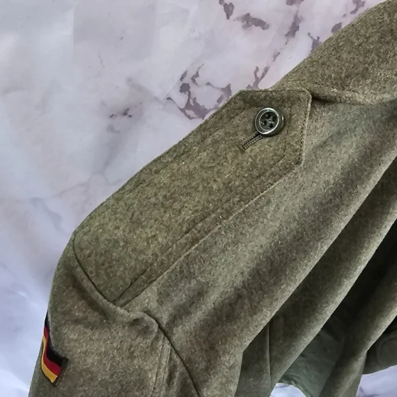 Vintage Wool Jacket Mens Small Green West Germany 60s Coat Military Cold War - Picture 10 of 16